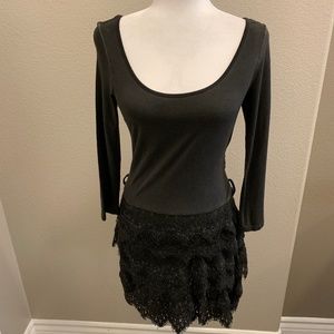 NWT Sugar Daddy Distressed Black Lace Layer Dress